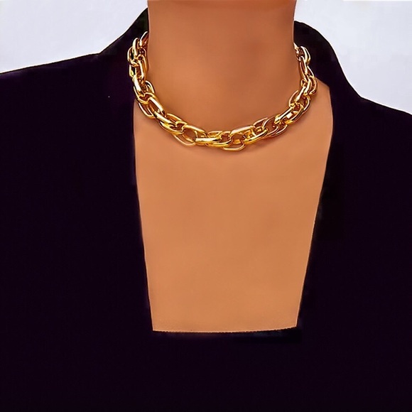 🔵𝟲𝟱%𝗢𝗙𝗙 𝗯𝘂𝗻𝗱𝗹𝗲𝘀 𝟯+🔵 NEW Large Link Gold Chunky Necklace - Picture 4 of 13